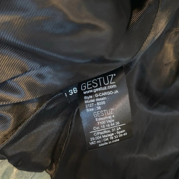 GESTUZ Fitted Distressed Soft Leather Blue Zipper Jacket 38 - Picture 3 of 7